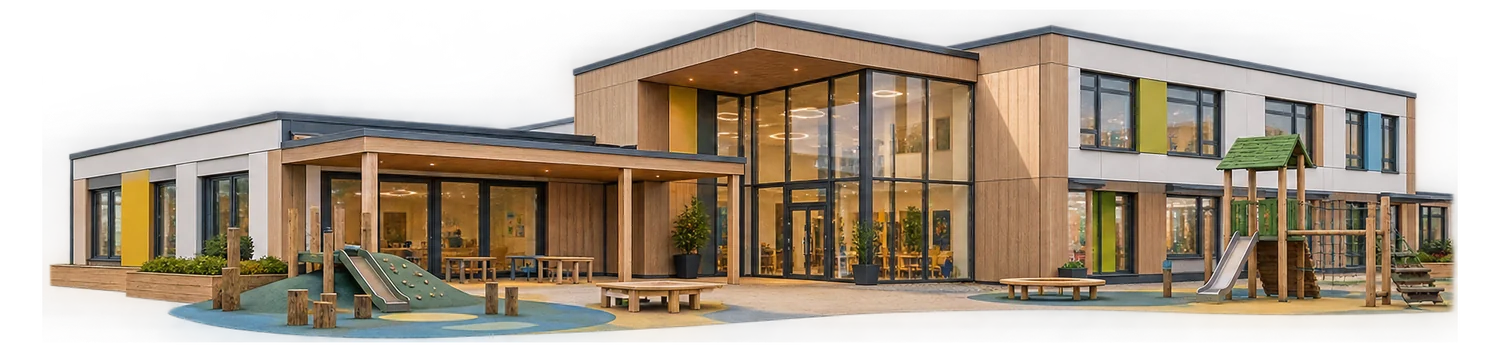 Illustrative render: Kindergartens and schools