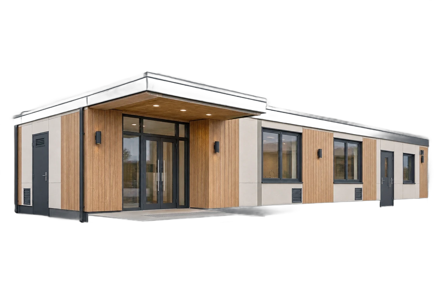 Illustrative render: Single-storey modular building
