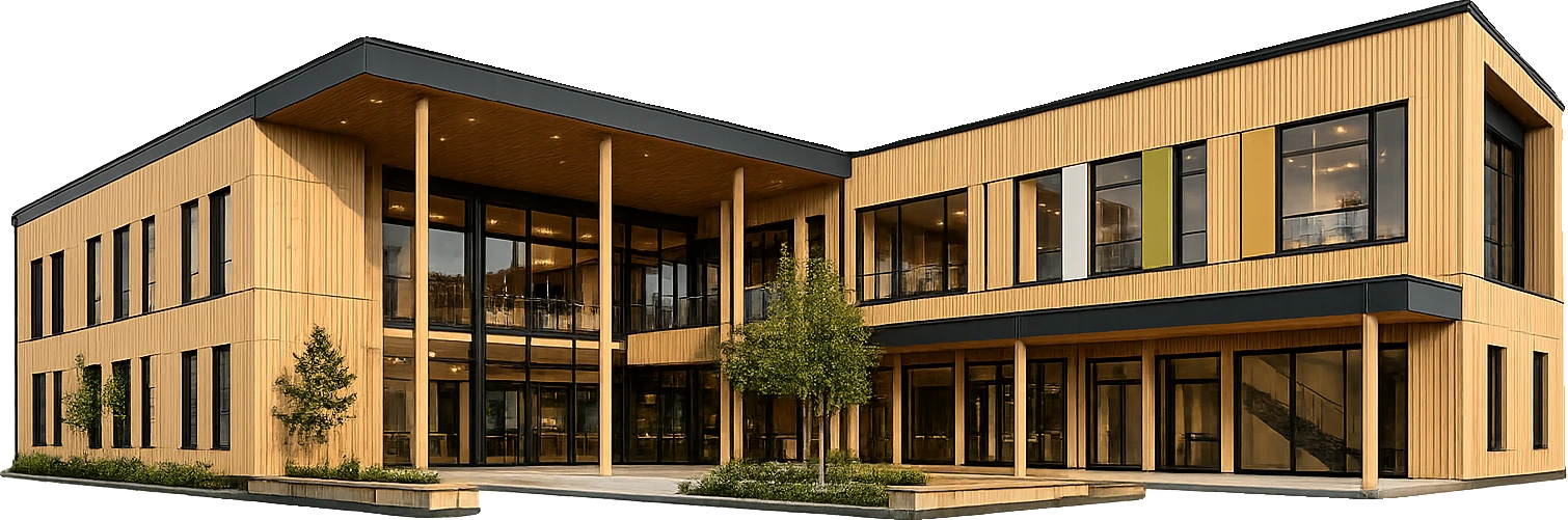 Illustrative render: Public building