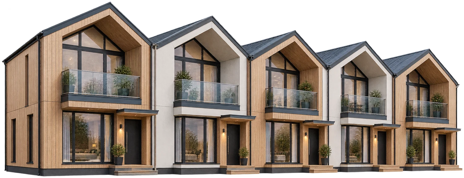 Illustrative render: Row houses