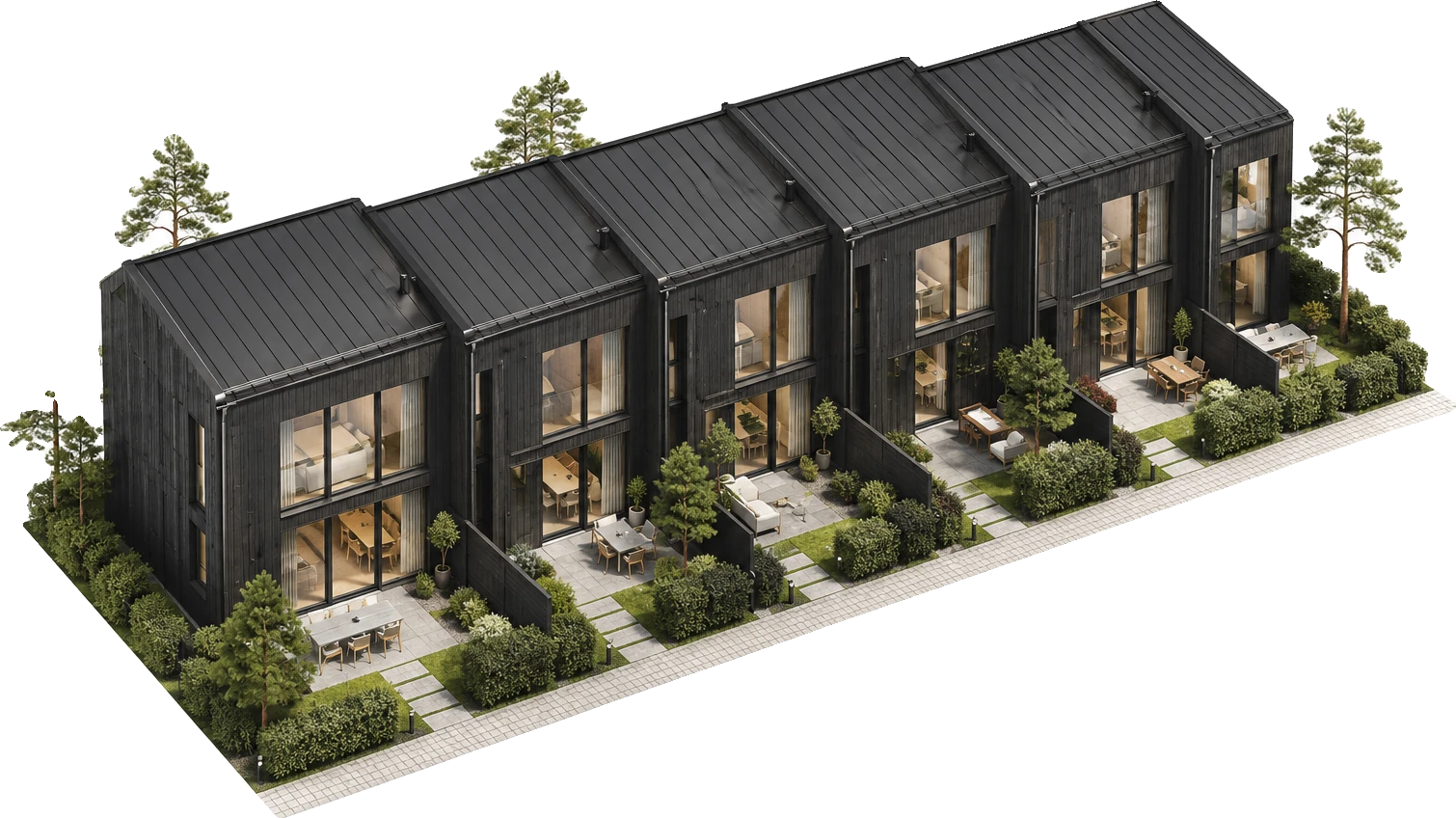 Illustrative render: Terraced row