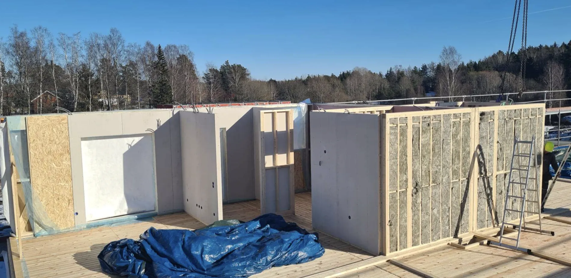 Wall elements placed on site, Sweden